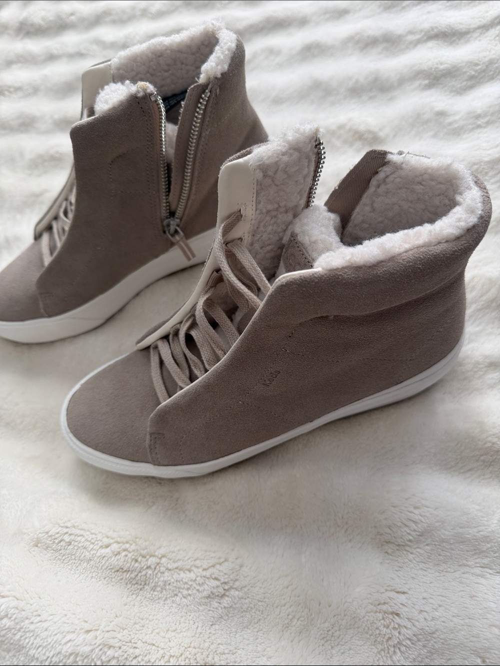 Keds Women's Taupe Faux-Suede Sherpa High-Top Sneakers